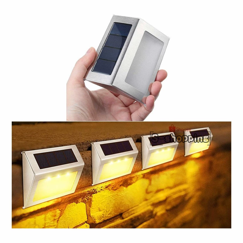Warm white light LTD3-Y Solar light 3 LED ติดบันไดหน้าบ้าน รั้วบ้าน เพิ่มความสวยงาม สีเงิน