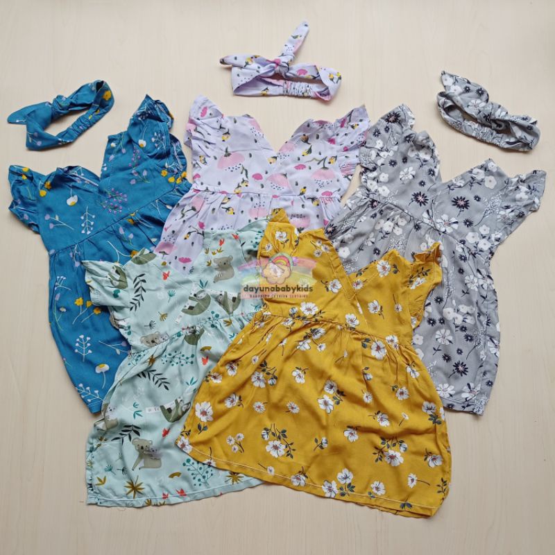 KATUN Kiromi Dress เสื้อผ้าเด็กผู้หญิง อายุ 0-3 ปีหนึ่งชุดฟรีผ้าพันคอผ้าฝ้ายเรยอนพรีเมี่ยม