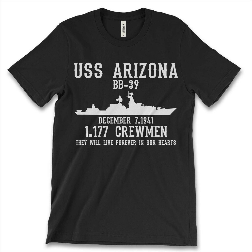 ใหม่ เสื้อยืดคอกลม แขนสั้น ผ้าฝ้าย ลาย USS Arizona BB-39 December 71941 แฟชั่นฤดูร้อน สําหรับผู้ชายS