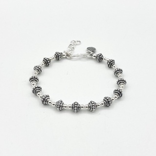 DSP สร้อยข้อมือเงินร้อยชาร์มเม็ดชาร์มวงล้อ เงินแท้ 925: DSP 925 Sterling Silver Beads &amp; Charm Bracelet [CFS0001]