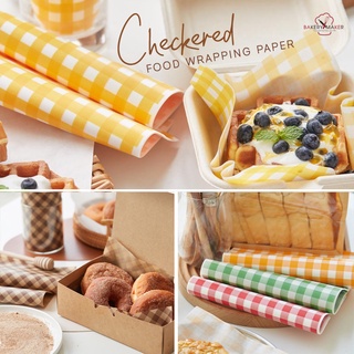 กระดาษห่ออาหาร ลายตาราง 4 สี Food wrapping paper wax paper กระดาษรองขนม กระดาษห่อเบอร์เกอร์