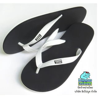 Hippo bloo รองเท้าแตะฮิปโปบูล รองเท้ายางพารา ชาย/หญิง BLACK and WHITE ดำ / ขาว หูขาว