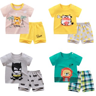ชุดเด็ก เสื้อ-กางเกง เสื้อยืดแขนสั้น กางเกงขาสั้น เชต 2 ชิ้น size 73-110 cm
