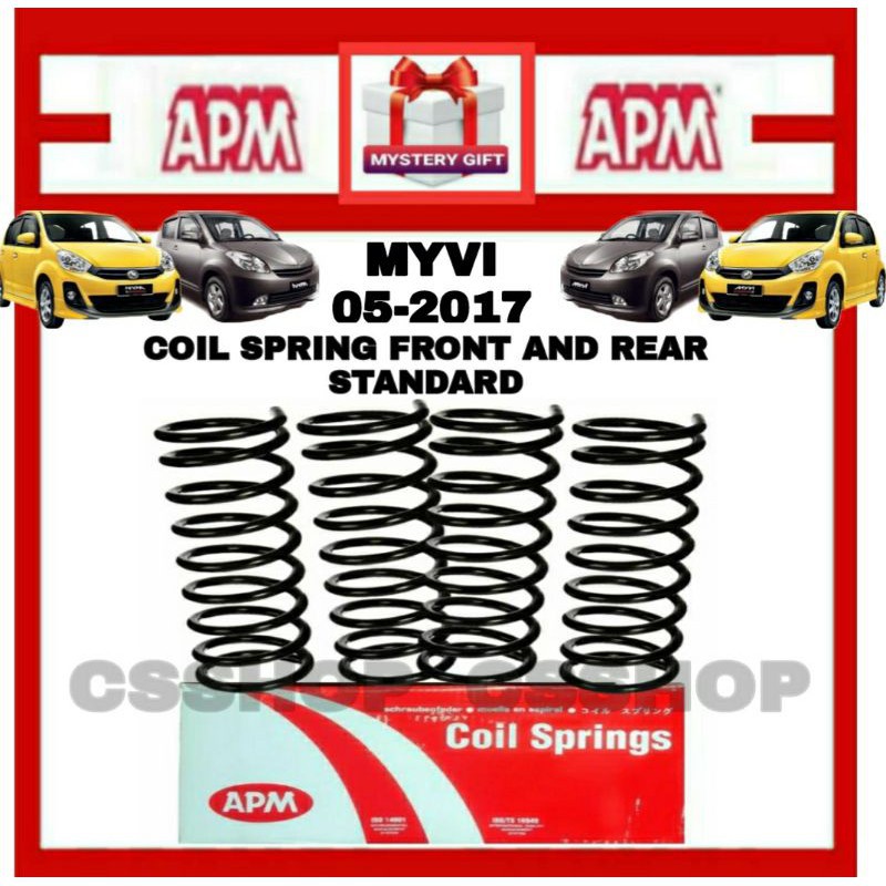 APM PERODUA MYVI 2005-2016 COIL SPRING ชุดด้านหน้าและด้านหลัง, 1SET = 4PCS MYVI OLD / MYVI LAGIBEST 