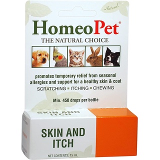 HomeoPet Skin and Itch อาหารเสริมภูมิสัตว์เลี้ยง ฟื้นฟูผิวหนัง ขน สกัดจากธรรมชาติล้วน สุนัข, แมว , นก, หนู , กระต่าย