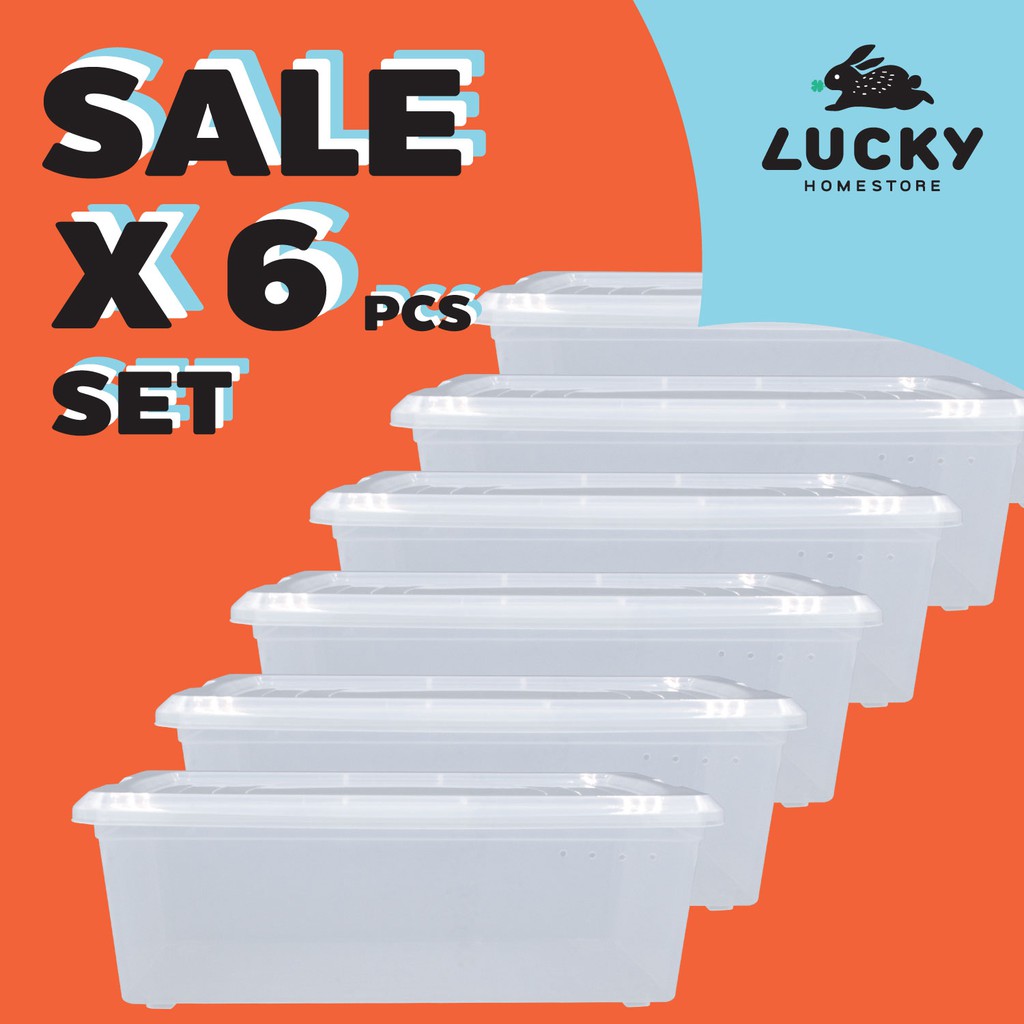 LUCKY HOME กล่องใส่รองเท้า  P5-0028 แพ็ค 6 ชิ้น ขนาด( กว้าง x ยาว x สูง ): 24 x 39 x 13 cm
