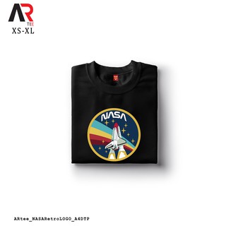 เสื้อยืดสีขาว - AR Tees Nasa โลโก้ย้อนยุคเสื้อที่กําหนดเอง Unisex Tshirt สําหรับผู้หญิงและผู้ชาย