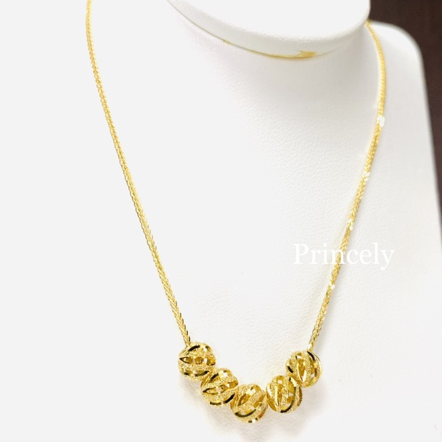 Princely สร้อยคอ รุ่นSpigaพร้อมจี้บอลพ่นทรายทอง 9 เคแท้ นำเข้าจากอิตาลี❤️