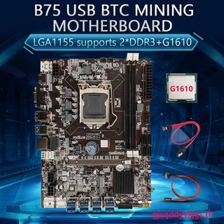 เมนบอร์ด B75 Btc + G1610 Cpu + Sata สายเคเบิ้ล + สวิทช์ Lga1155 8 * Pcie To Usb Ddr3 B75 Usb Btc เมนบอร์ดมิเตอร์