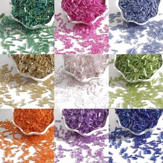 [300 ชิ้น] ลูกปัดแก้ว ทรงกระบอก ชุบสี หลอดยาว สําหรับทําเครื่องประดับ DIY