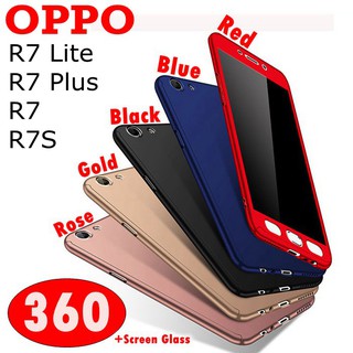 เคสโทรศัพท์มือถือแบบเต็มรูปแบบสําหรับ oppo r 7 plus r 7s r 7 lite 360+กระจกนิรภัย