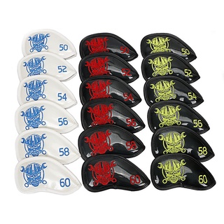 ปลอกหุ้มหัวไม้กอล์ฟชุด (CVI004) Cover Iron ลายกะโหลกหนัง  แพ็ค 6 ชิ้น Golf head Wedge cover set