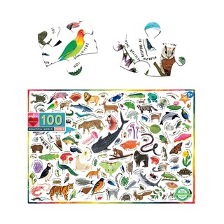 eeBoo Beautiful World 100 Piece Puzzle - จิ๊กซอว์รูปสัตว์ชนิดต่าง ๆ แบบ 100 ชิ้น