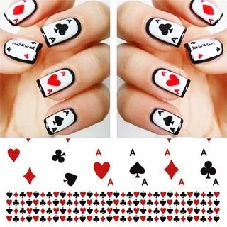♠️5D สติ๊กเกอร์ติดเล็บ สติกเกอร์ไพ่ ไพ่ Stickers Playing Poker Cards Nail