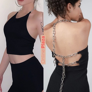 พร้อมส่ง!! เสื้ คลองคอ โซว์หลัง อะไหล่โซ่ สายฝอ งานสวย Ready to ship!! Halter neck, show back, chain