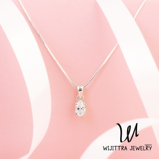 สร้อยคอ สร้อยเงินแท้ จี้ Pegasus | Wijittra Jewelry | สร้อย เงินแท้ 925 จี้เพชร CZ ชุบทองคำขาว | Round Snake