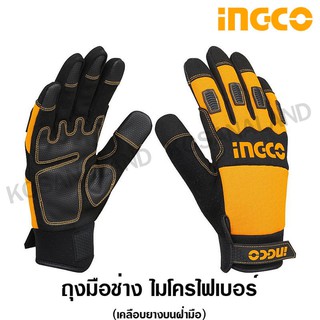 INGCO ถุงมือช่างอเนกประสงค์ ไมโครไฟเบอร์ เคลือบยางบนฝ่ามือ Size : XL รุ่น HGMG02 ( Mechanic Gloves )