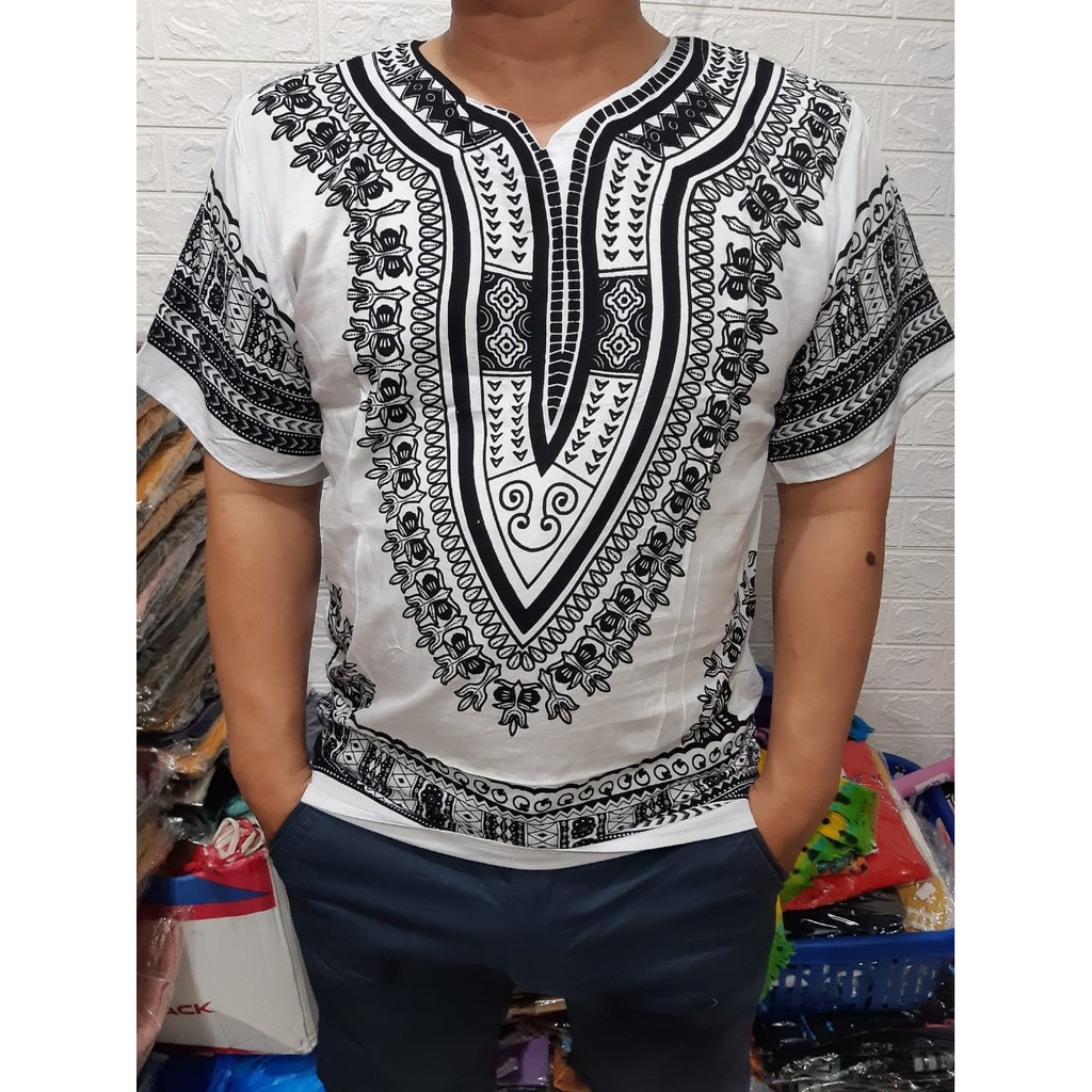 Putih White Basic Uje Motif Bali Top - SFShop