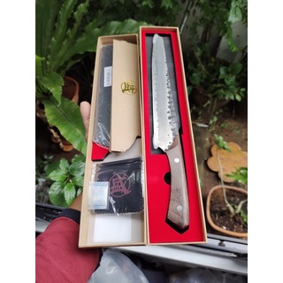 มีดเชฟ มีดเชฟญี่ปุ่น มีดเสต็กพร้อมฝัก Mitsumoto Sakari 9.4" chop steak knife Japanese wood handle chef knife gift b