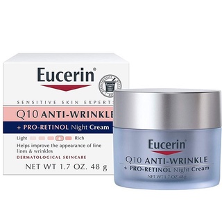 Eucerin Q10 Anti-Wrinkle + Pro-Retinol Night Cream 48g (In Box) 48g.สูตรใหม่ล่าสุด