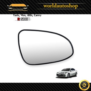 เนื้อเลนส์กระจก เลนส์กระจกมองข้าง ขวา ใส่ Toyota Vios Altis Yaris Camry ปี 2014 - 2019 Wing Side Door Mirror Glass Len