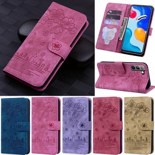 เคสโทรศัพท์หนัง PU นิ่ม ฝาพับ ลายดอกไม้ พร้อมช่องใส่บัตร หรูหรา สําหรับ Samsung Galaxy A13 A53 A33 A52S A12 F12 M12 A52 A71 A22 A32 A03S