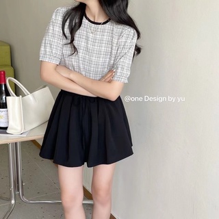 🌿🌼New in🌼🌿เสื้อแขนสั้นสายสก็อต แต่งผูกหลัง เซ็กซี่เล็กๆ