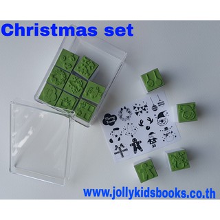 Christmas set 12 ชิ้น ขนาด 2 cm. ตรายาง stamp