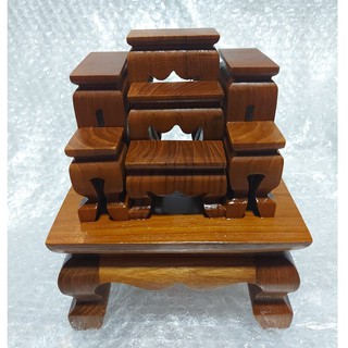 โต๊ะหมู่ 7 ชุดเล็ก ไม้สักแท้ วางพระองค์เล็กๆ ขนาด 12.5x10x15 ซม.
