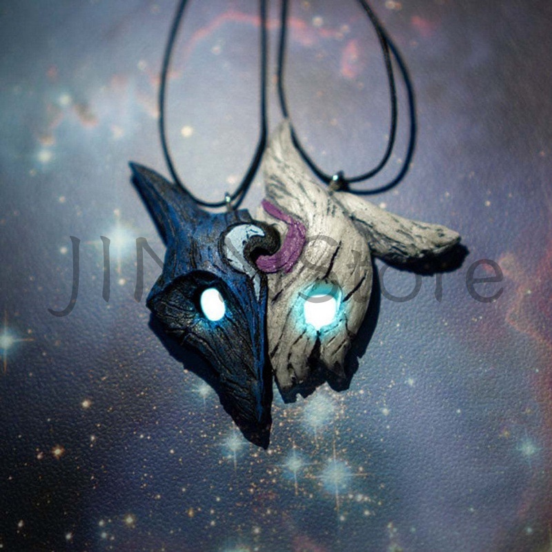 JINN 1 คู่เกม League of Legends Kindred Eternal Hunter จี้สร้อยคอที่มีความหมายเครื่องประดับปริศนาคู่สร้อยคอมิตรภาพ
