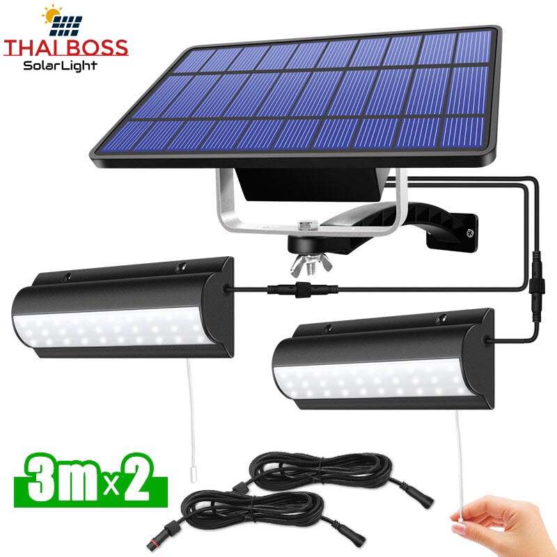 โคมไฟโซล่าเซลล์ติดผนัง 30LEDรุ่นกระตุกเชือก Warm White/White Light ไฟเปิดปิดอัตโนมัติ