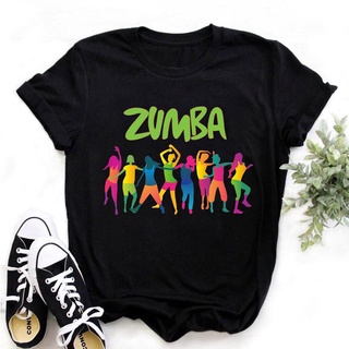 เสื้อยืด พิมพ์ลายกราฟฟิค Love Zumba Dance สีดํา สไตล์ฮิปฮอป สําหรับผู้หญิง