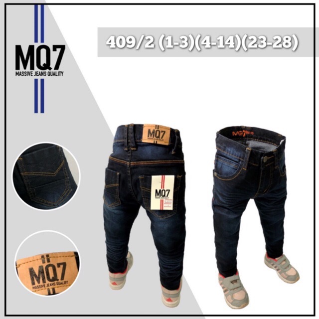 ยีนส์ยืด กางเกงยีนส์เด็ก ทรง skinny fit สี ยีนส์เข้มมิดไนท์ ป้าย MQ7 รุ่น 409/2