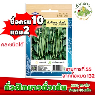 (ซื้อ10แถม2) เมล็ดพันธุ์ ถั่วฝักยาว ถั่วเส้น Yard long bean ประมาณ 85เมล็ด เจียไต๋ เมล็ดพันธุ์พืช เมล็ดพันธุ์ผัก