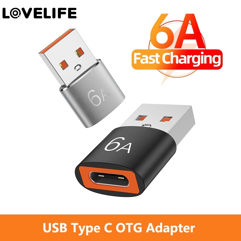 6a ชาร์จเร็ว USB เป็น Type C OTG อะแดปเตอร์ / แปลงอินเทอร์เฟซ USB เป็น Type-C อินเทอร์เฟซสากล สําหรับแล็ปท็อป, Macbook Samsung S20 ตัวเชื่อมต่อ