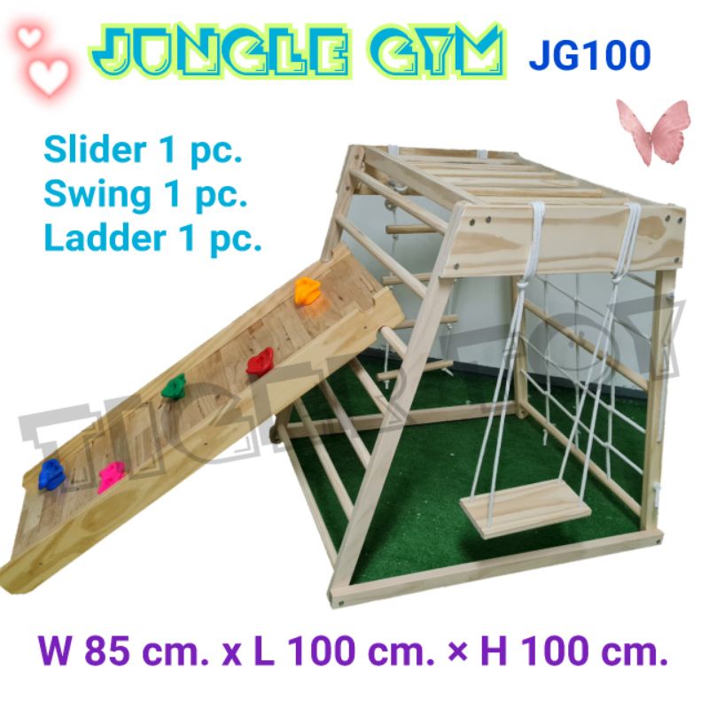 Jungle Gym Climbing Frame ชุดปีนป่าย เล่นในบ้าน สูง 105 ซม. สไลเดอร์เล่นได้ 2 ทาง, ชิงช้า และบันไดปีนด้านข้าง พร้อมส่ง