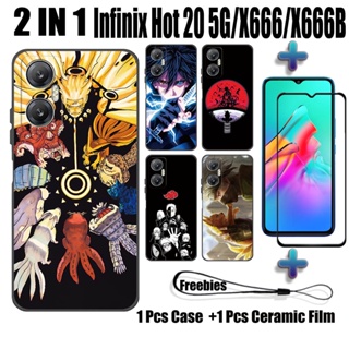 2 IN 1 เคสโทรศัพท์มือถือเซรามิค กันรอยหน้าจอ ทรงโค้ง ลายนารูโตะ สําหรับ Infinix Hot 20 5G X666 X666B