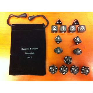 Cantonese Products 〖 Wanzhi การ์ดเกมกระดาน 〗 Dungeon และ Dragon Dice Sieve Dice [ชุดสีดําทั้งหมด 15 ชิ้น]