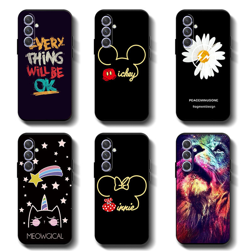 เคสโทรศัพท์มือถือ ยางซิลิโคนนิ่ม TPU กันแตก สีดํา สําหรับ Samsung Galaxy A55 A54 A13 5G A15