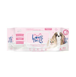 ทิชชู่เปียกสัตว์เลี้ยง สูตรอ่อนโยน เช็ดรอบดวงตาได้ ใช้ได้ทั้งแมวและหมา LovliTails เลิฟลี่เทล [1ห่อมี80แผ่น]