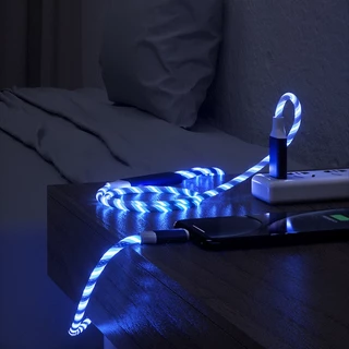 มาใหม่ 3 In 1 สายชาร์จ USB LED เรืองแสง 5A 1.2 ม. 2 เมตร ชาร์จเร็ว สําหรับรถยนต์