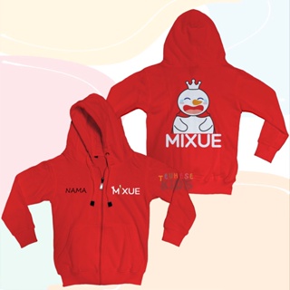 (ฟรีชื่อ) เสื้อแจ็กเก็ตกันหนาว มีฮู้ด ผ้าฝ้าย โพลีเอสเตอร์ ลายโลโก้ Mascot "MIXUE"