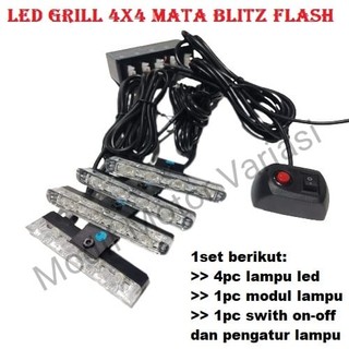 LAMPU LED GRILLE 4x4 MATA BLITZ FLASH 12V INNOVA, FORTUNER, DLL