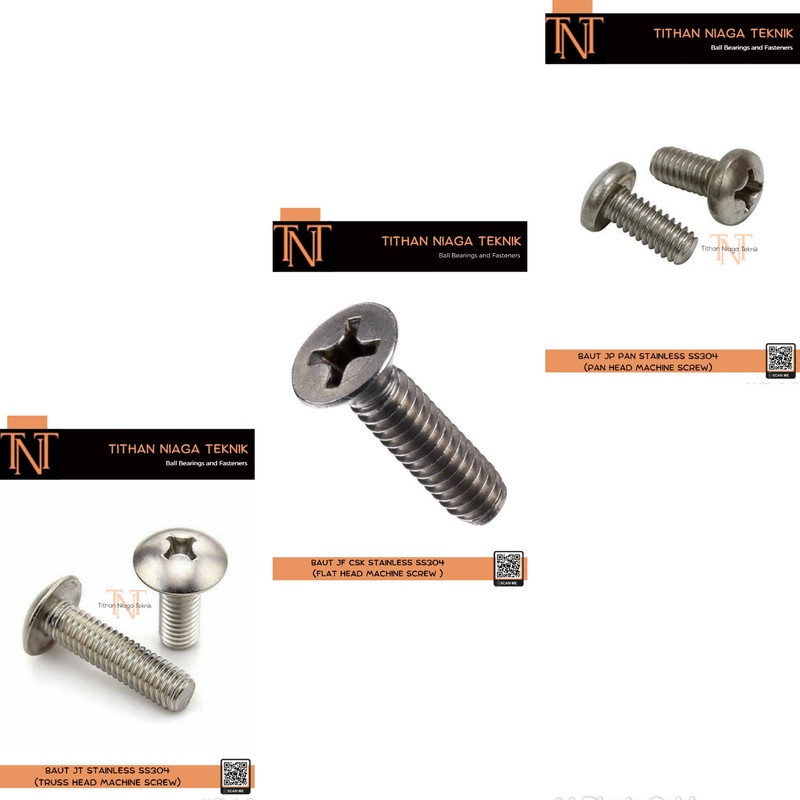 JP PAN กลอนสแตนเลส M4x25 เกลียว 0.7 M4 X 25