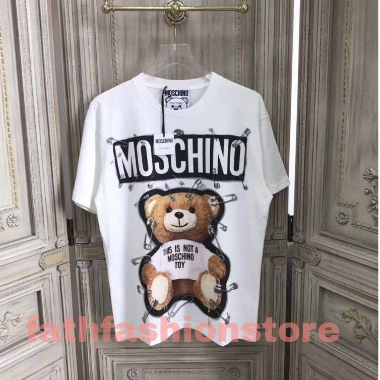 เสื้อยืดผู้หญิง MOSCHINO MENS | MILANO COUTURE TEDDY BEAR PREMIUM MOSCHINO TSHIRT | ผ้าผู้หญิง MOSCH