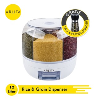 ARLITA ARD-1210 Rotating RICE & GRAIN DISPENSER Wadah Penyimpanan Beras, Sereal, Kacang - Kacangan, Biji - Bijian Putar 360 °