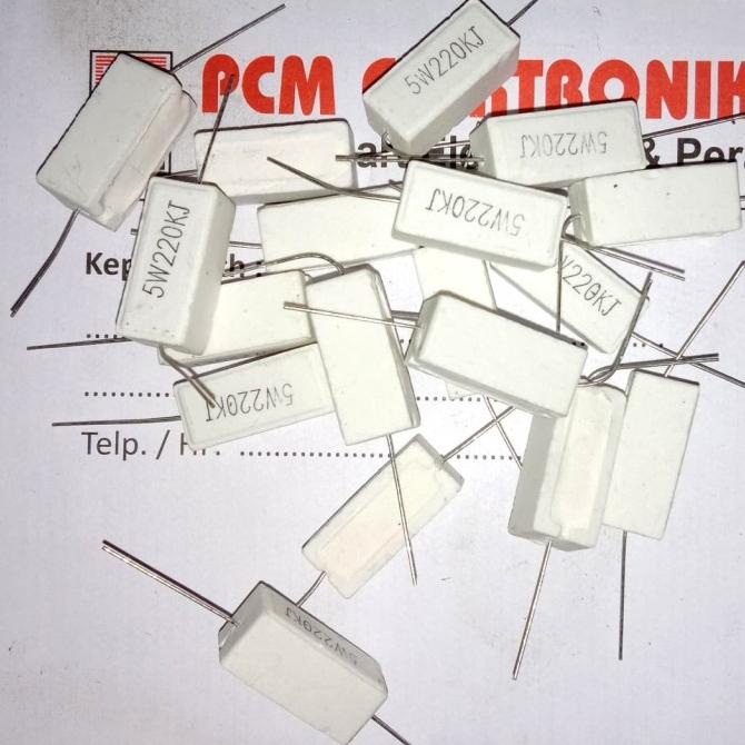 R 220k 220Kohm 220k 5w 5watt 5 วัตต์ตัวต้านทานชอล์ก pcmelektrob90 รับประกัน