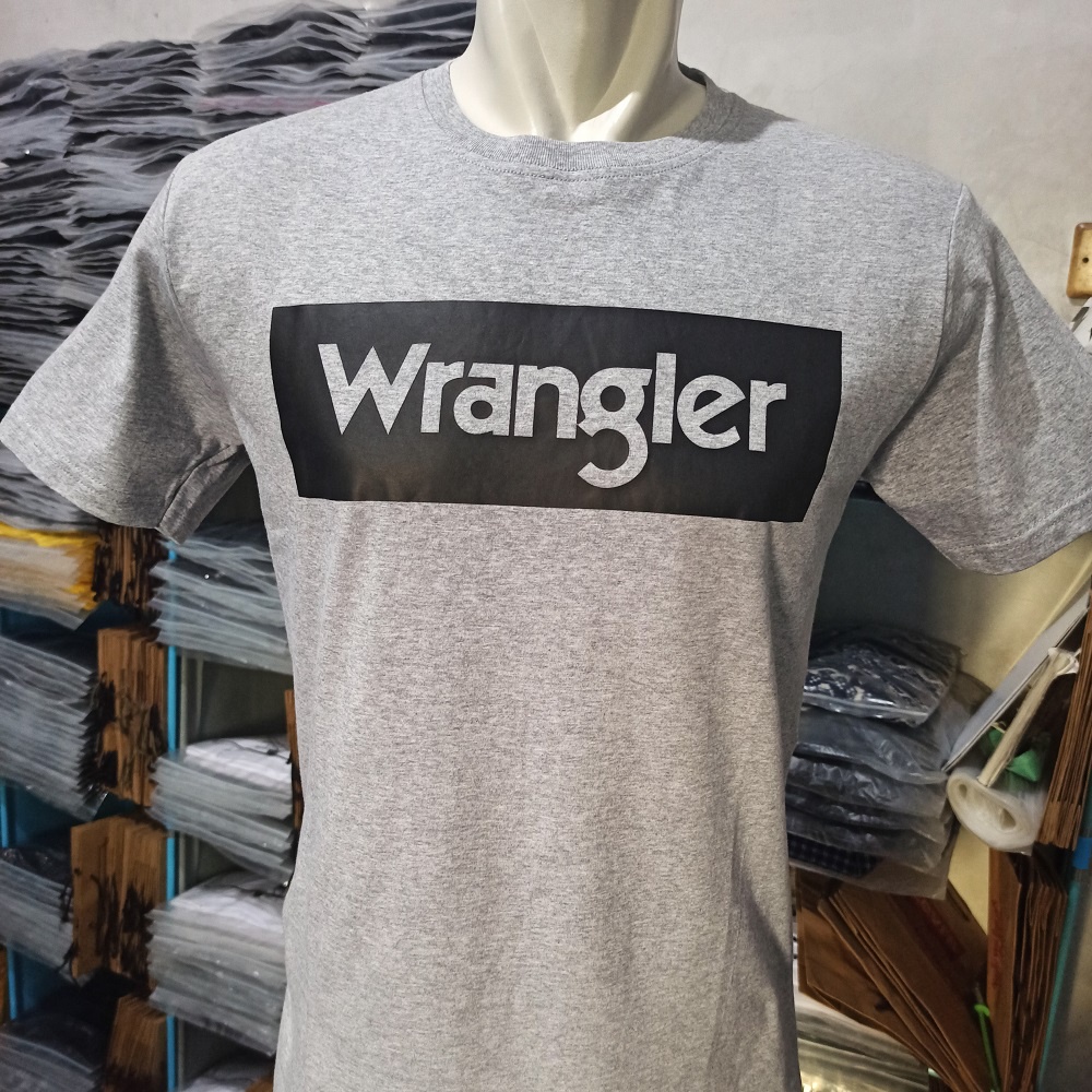 เสื้อยืด WRANGLER/เสื้อผ้าลําลองผู้ชาย/WANGLER Grey SHIRT - ฟรีถุงกระดาษ