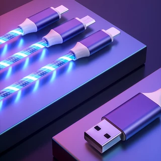 มาใหม่ 3 In 1 สายชาร์จ USB LED เรืองแสง 5A 1.2 ม. 2 เมตร ชาร์จเร็ว สําหรับรถยนต์