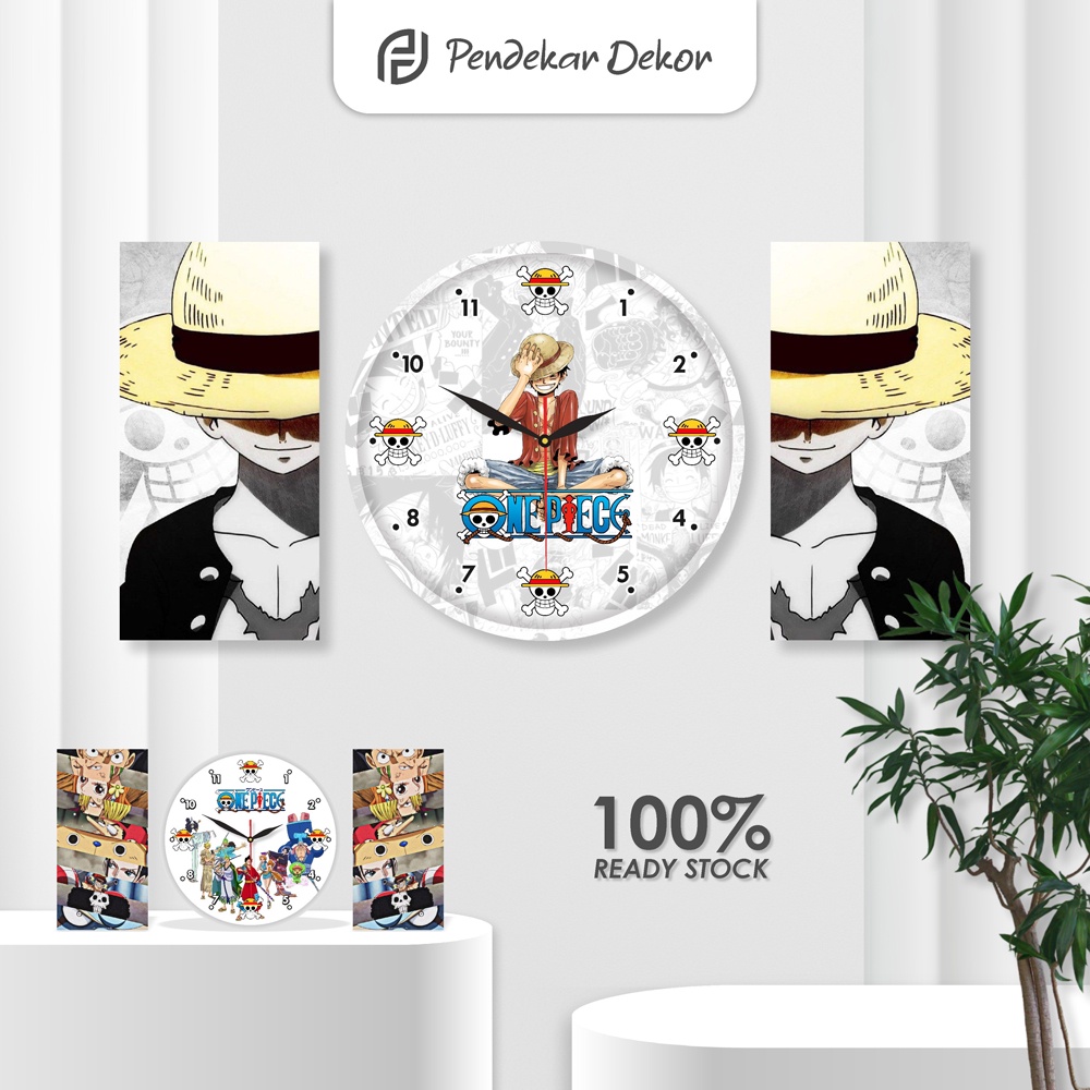 LUFFY WALL CLOCK 1 ชุด UNIQUE WOODEN WALL DECORATION สําหรับ BEDROOM ANIME ONE PIECE WALL DECOR AEST